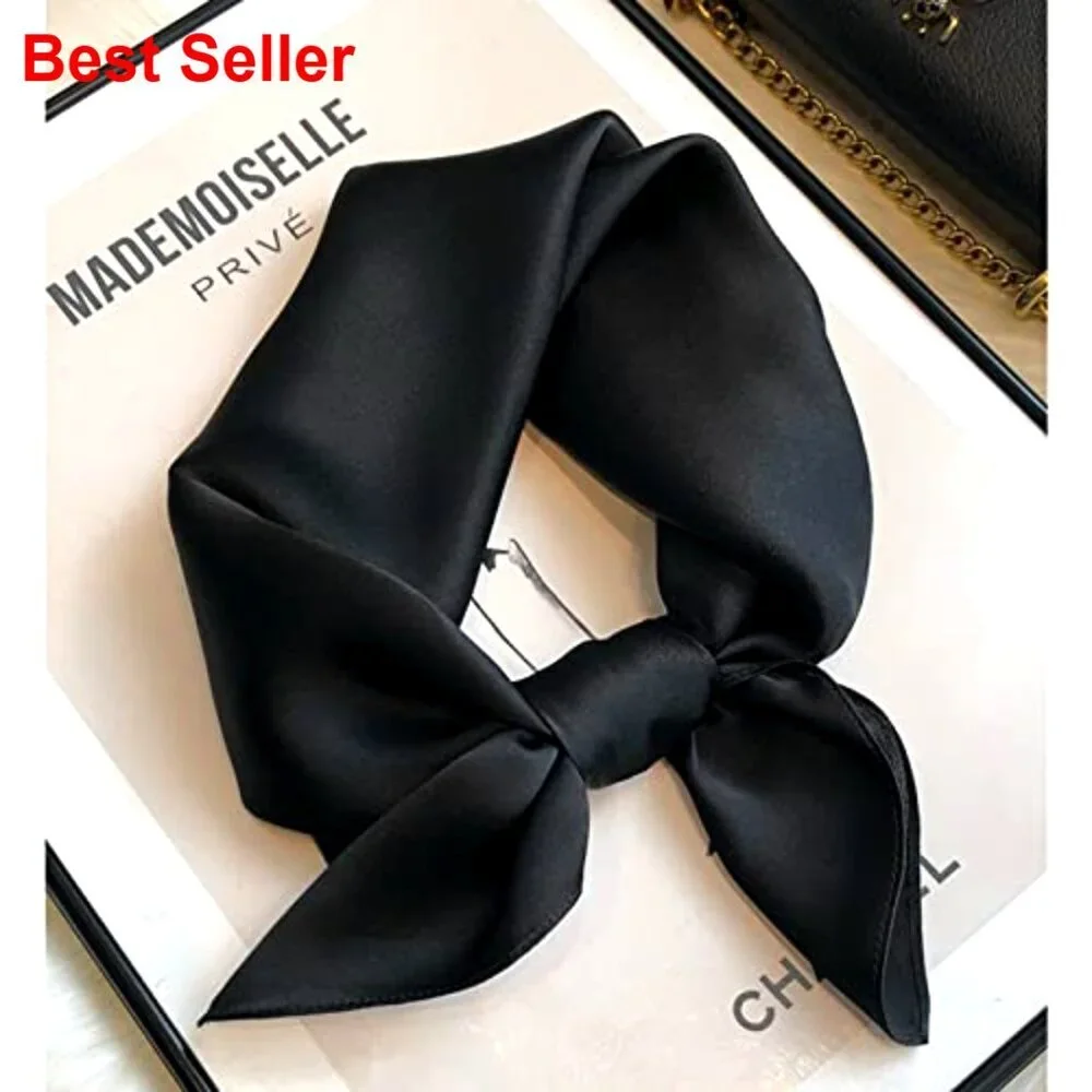 100% Mulberry Silk Scarf Square Neckerchief Hair Accessory
